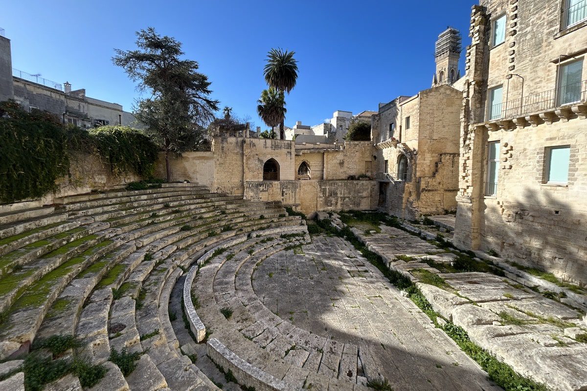 Uncovered Roman amphitheatre in Lecce, Italy