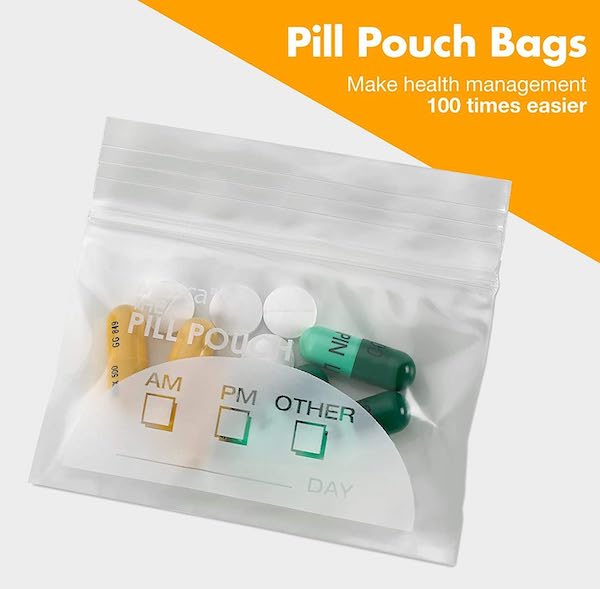 Disposable pill pouch to help travel with medication
