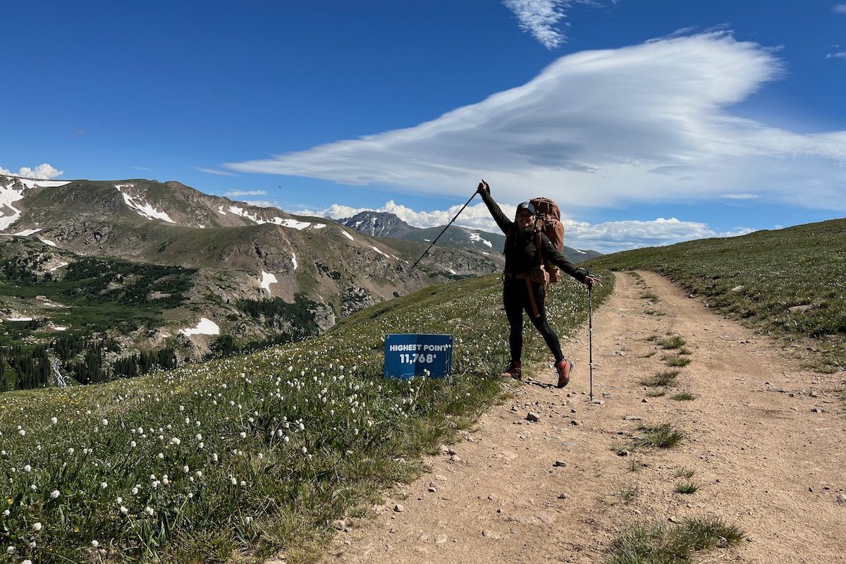 Claudia Laroye on the Fjallraven Hike in Colorado, proving that adventure travel is possible at any age.
