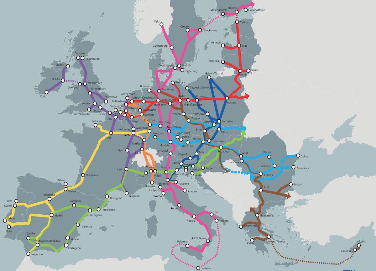Europe Train and Ferry System Map