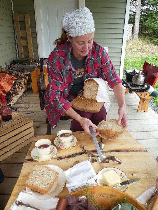 Lori McCarthy prepares a lunch with homemade bread