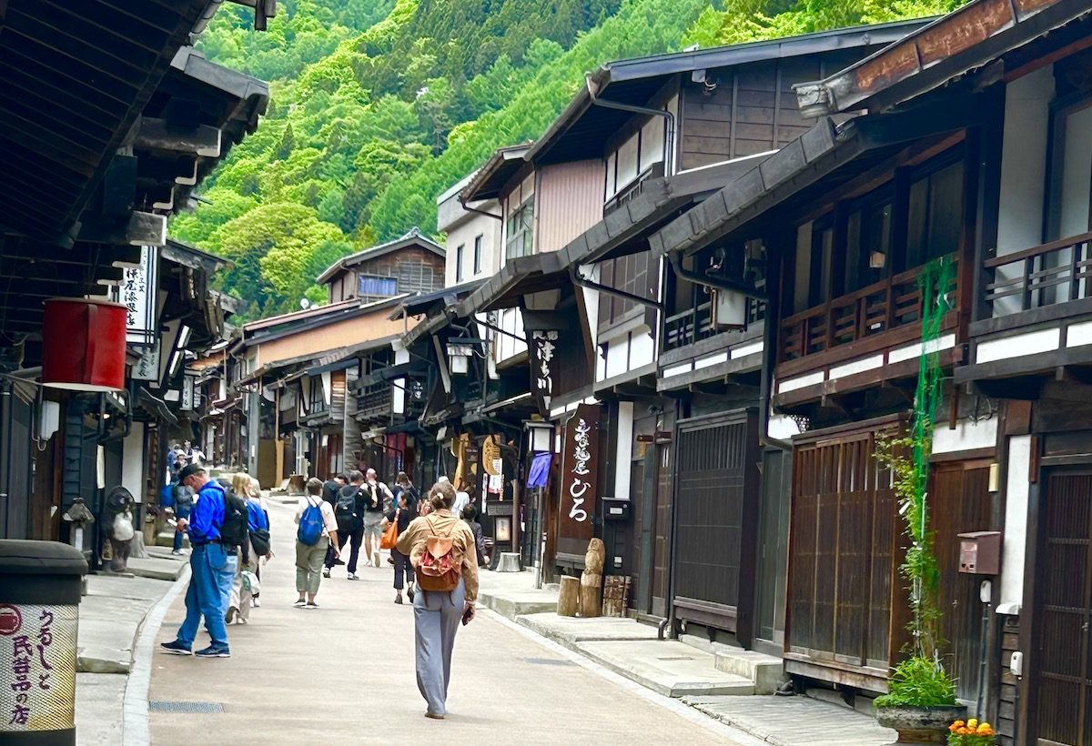 The Nakasendo Trail, an ancient pilgrimage route near Kyoto, while experiencing adventure travel in Japan.