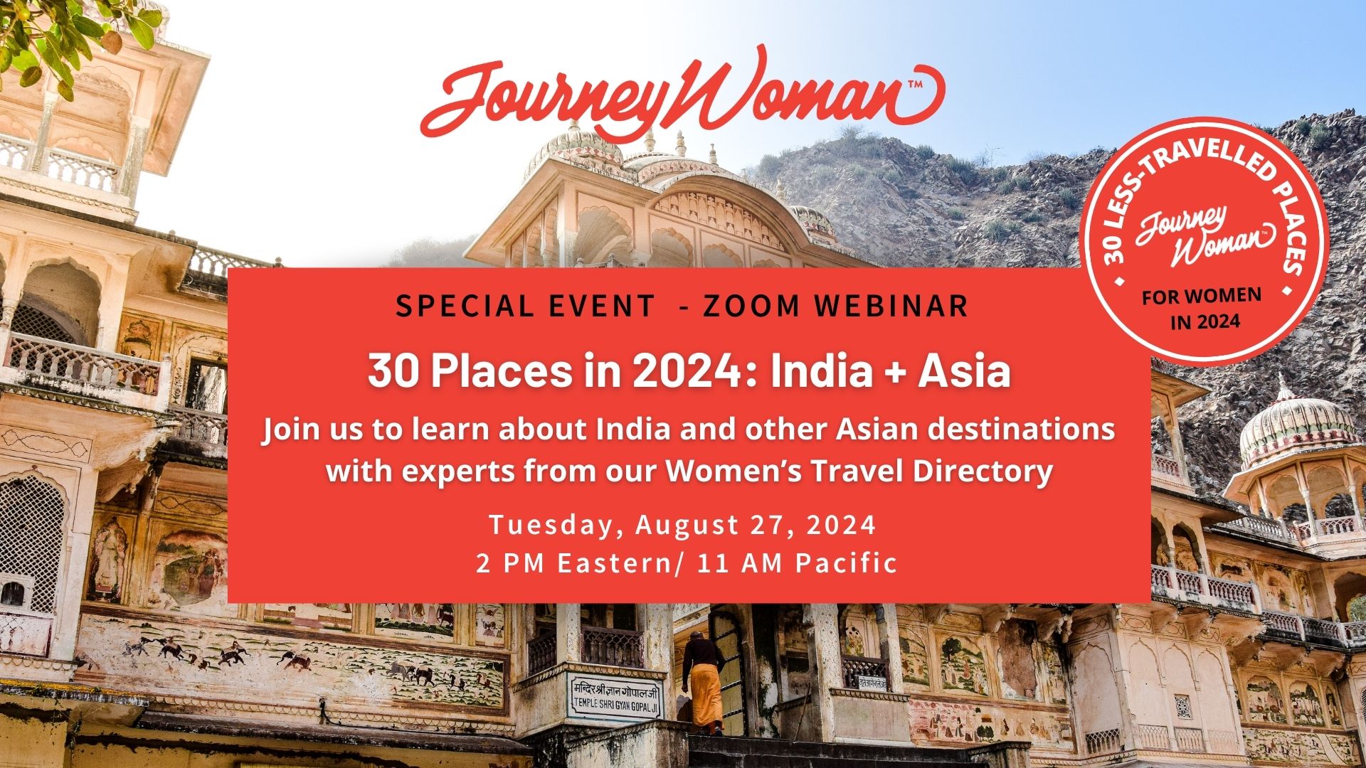 JourneyWoman's less travelled places India Asia Webinar