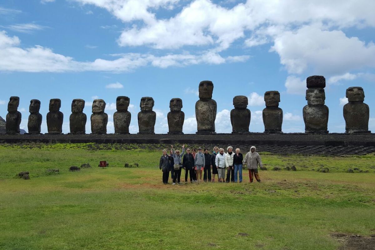 Group of women on tour with Phyllis Stoller, Founder, Women’s Travel Group, on Easter Island