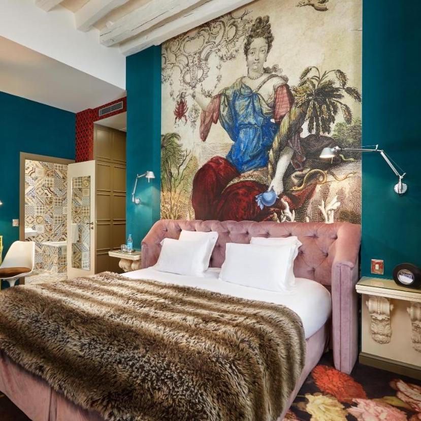 A room in the Hotel du Petit Moulin, in Paris