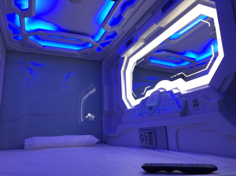 Interior view of a sleep pod