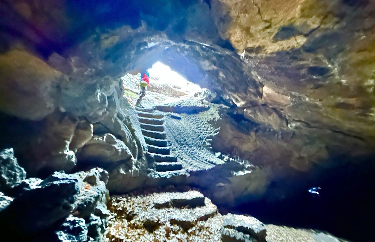 Inside a lava cave on Mt Etna