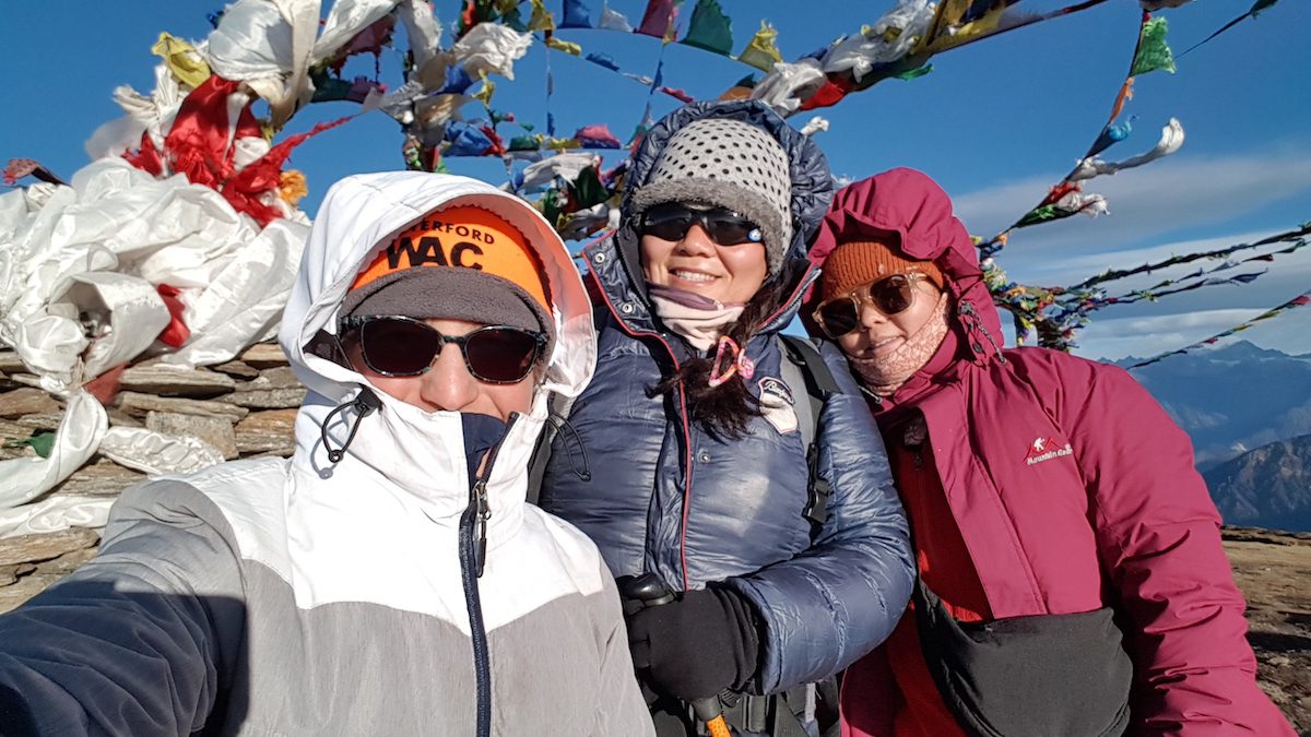 Sarah, Kumari and Danu on the summit of Pikey Peak