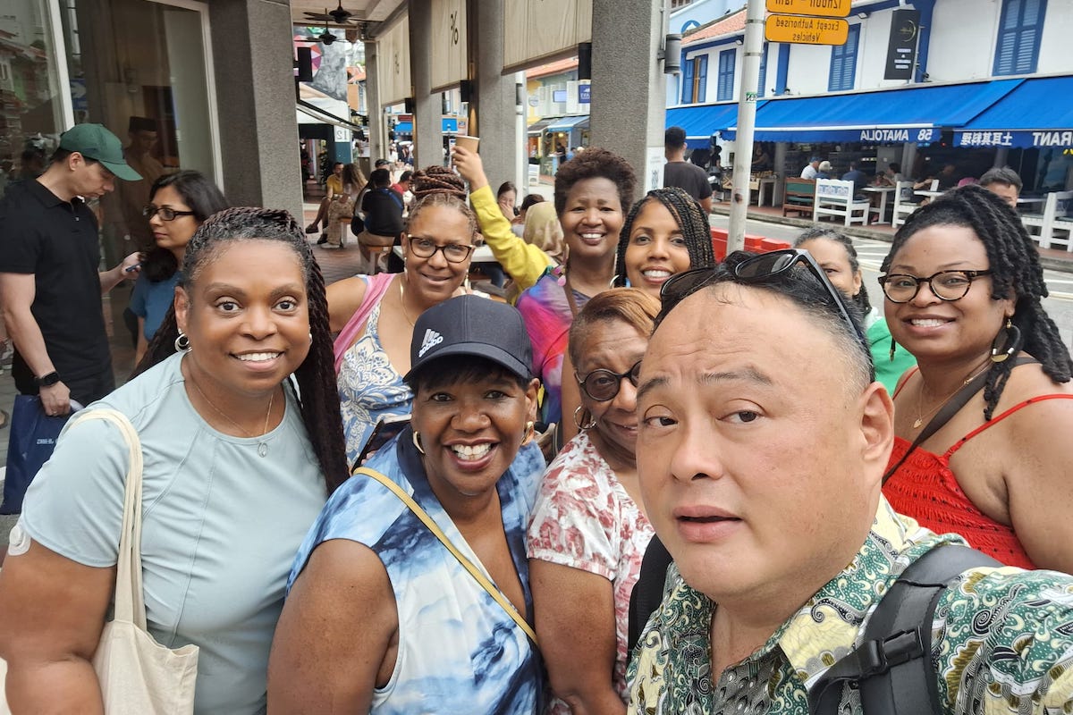 A group of women on a food tour in Singapore