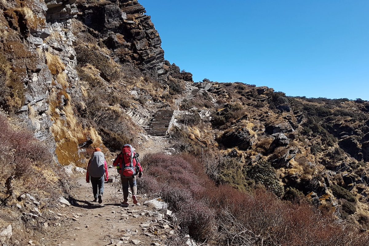 Women Hiking the Himalayas, Danu and Kumari on the trail.