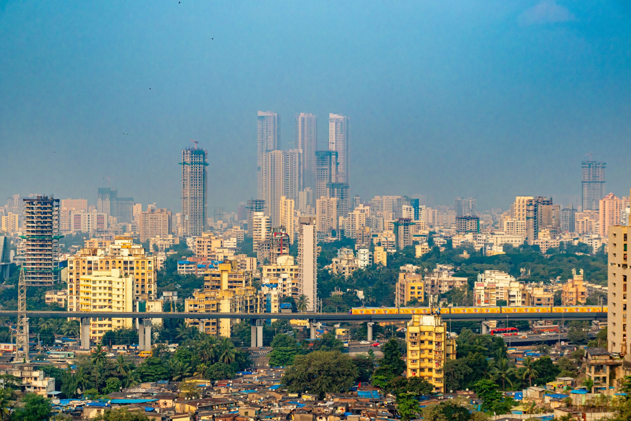 aerial view of mumbai india cityscape