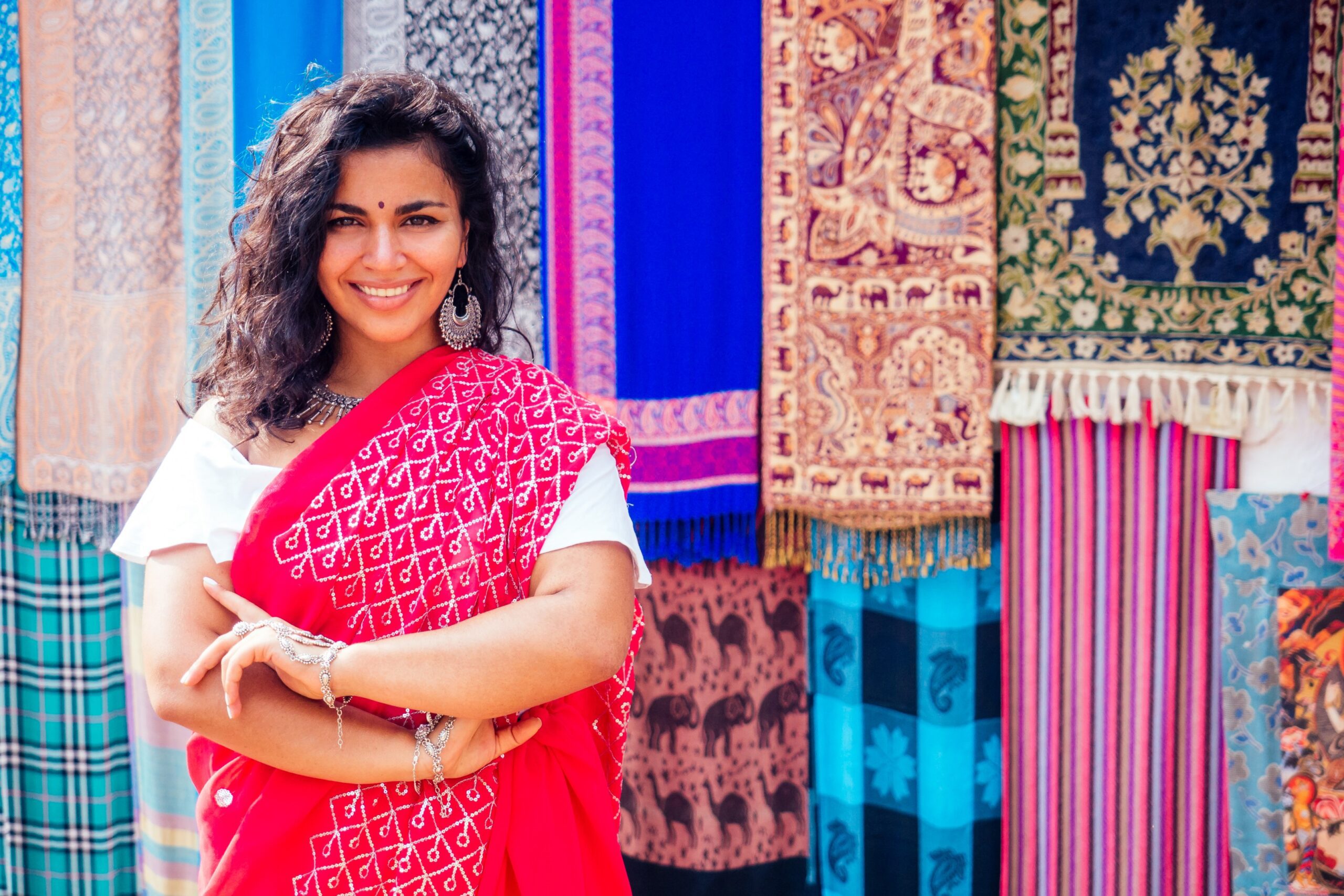 indian woman in sari in india