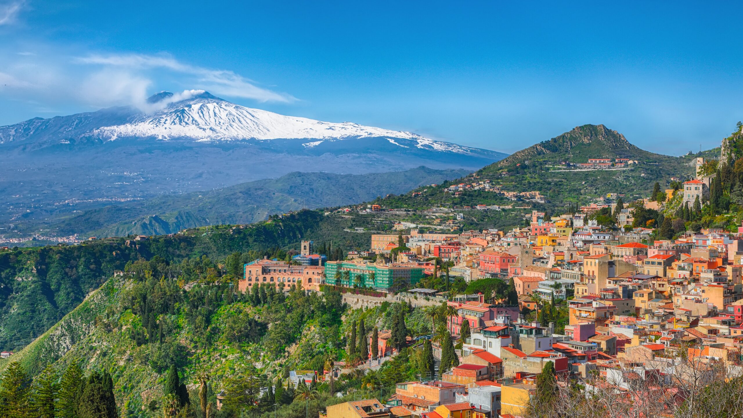 View of Mt Etna near catania sicily from Taormina