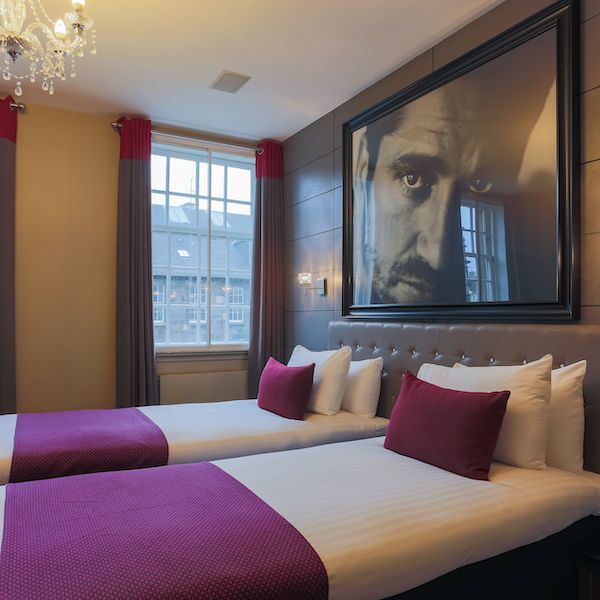 A room with two beds in the Angel's Share Hotel, Edinburgh