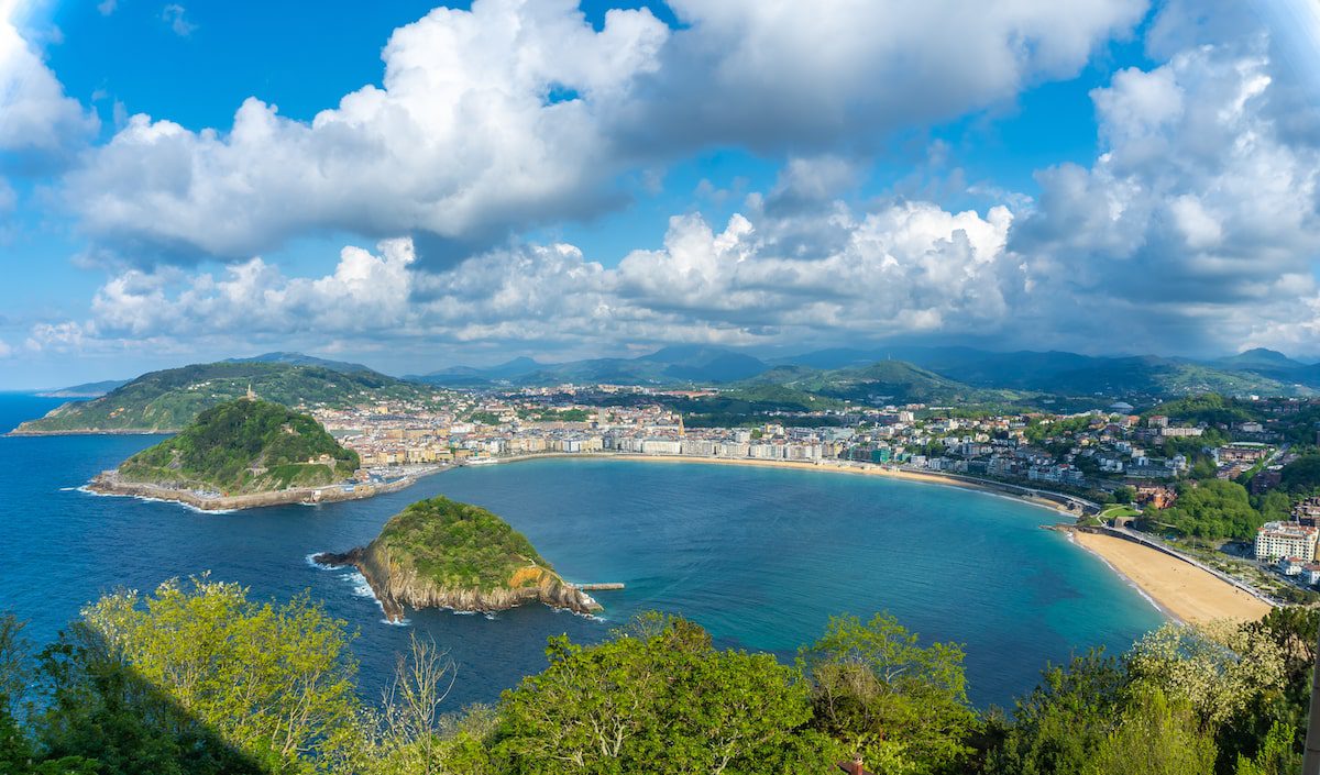 Panoramic view of the city of San Sebastián from Mount Igeldo in the Basque Region