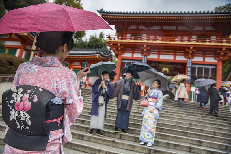 Japan Kyoto Temple Japanese Locals Traditional Attire