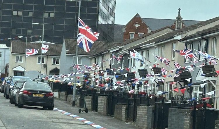 British flags adorn the street in loyalist part of Belfast