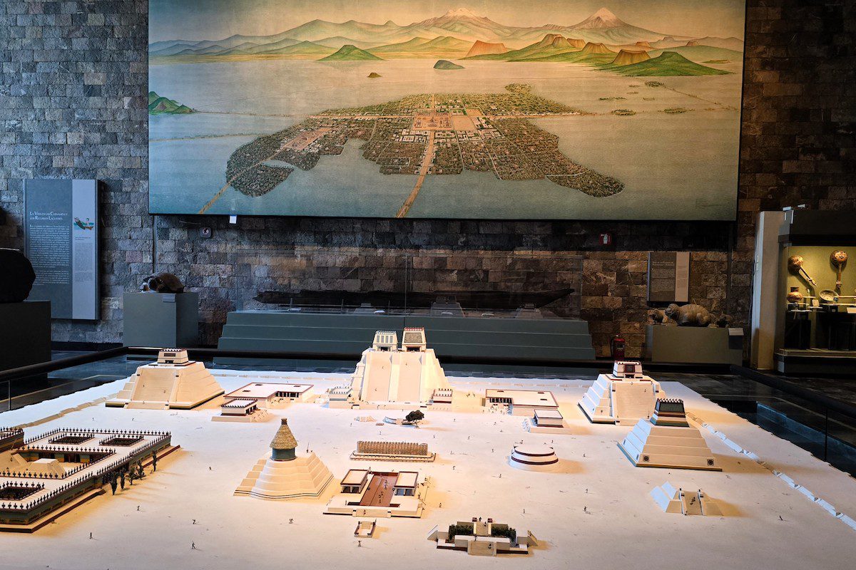 Map and diorama of original Aztec city at the Anthropology Museum