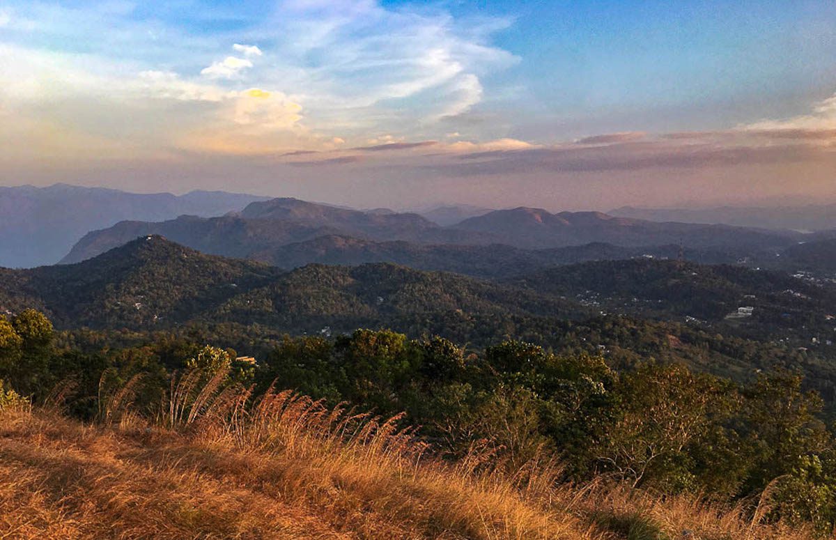 View at sunset in the Cardamom Hills, Kerala