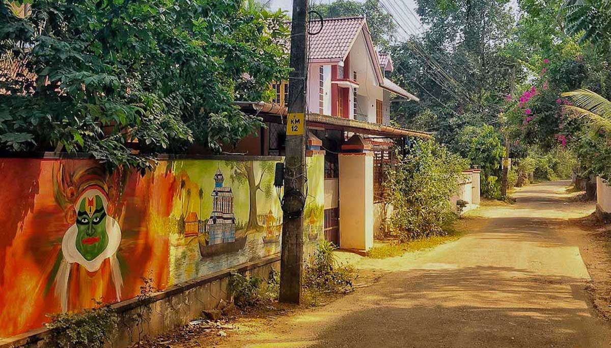 Village in Kerala, India with local art