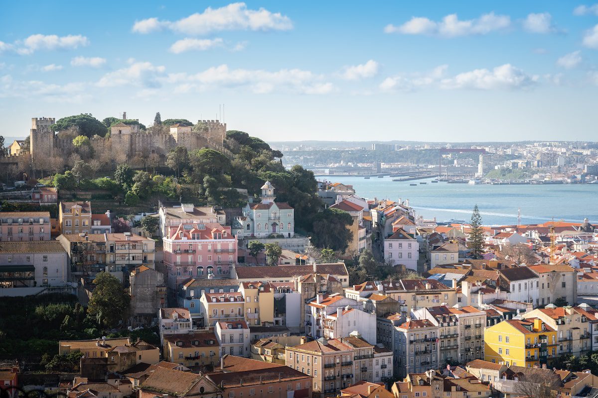 Aerial view of Lisbon with Saint Georges Castle (Castelo de Sao Jorge) - Lisbon, Portugal