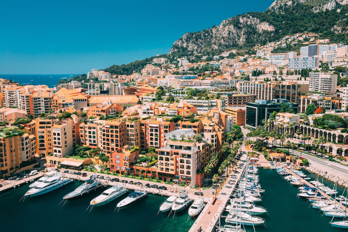 Monaco, Monte Carlo. Yachts Moored Near City Pier