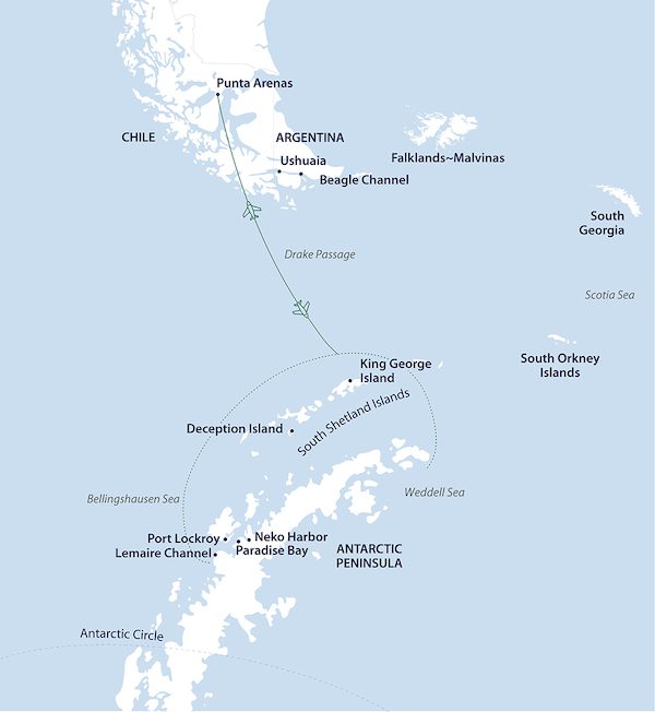 Aurora Expeditions Antarctic Peninsula Fly the Drake Maps