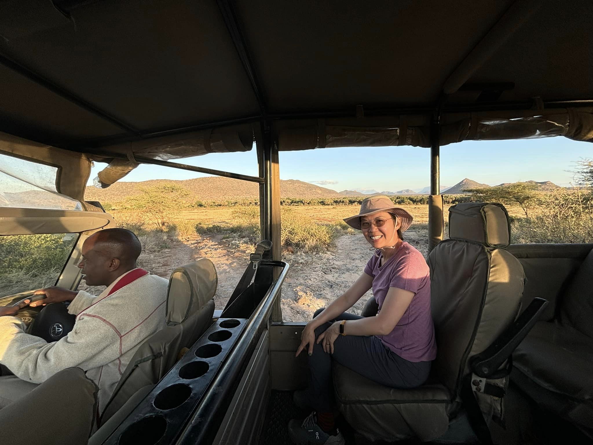 woman on a game drive 