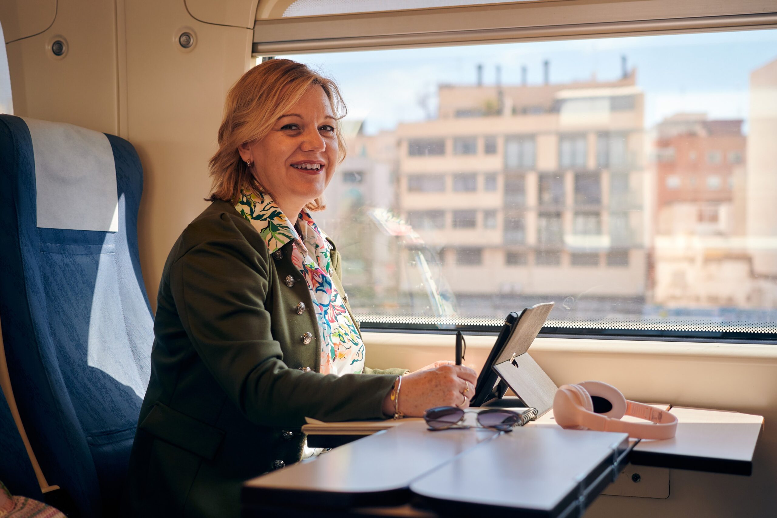 older woman working on the train etiquette