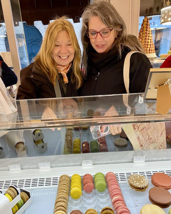 Maureen & Steena shopping at Boutique Angelina on a culinary tour in Paris