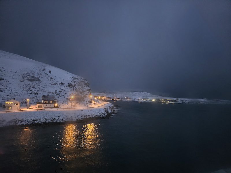 Polar night in a small town in Norway