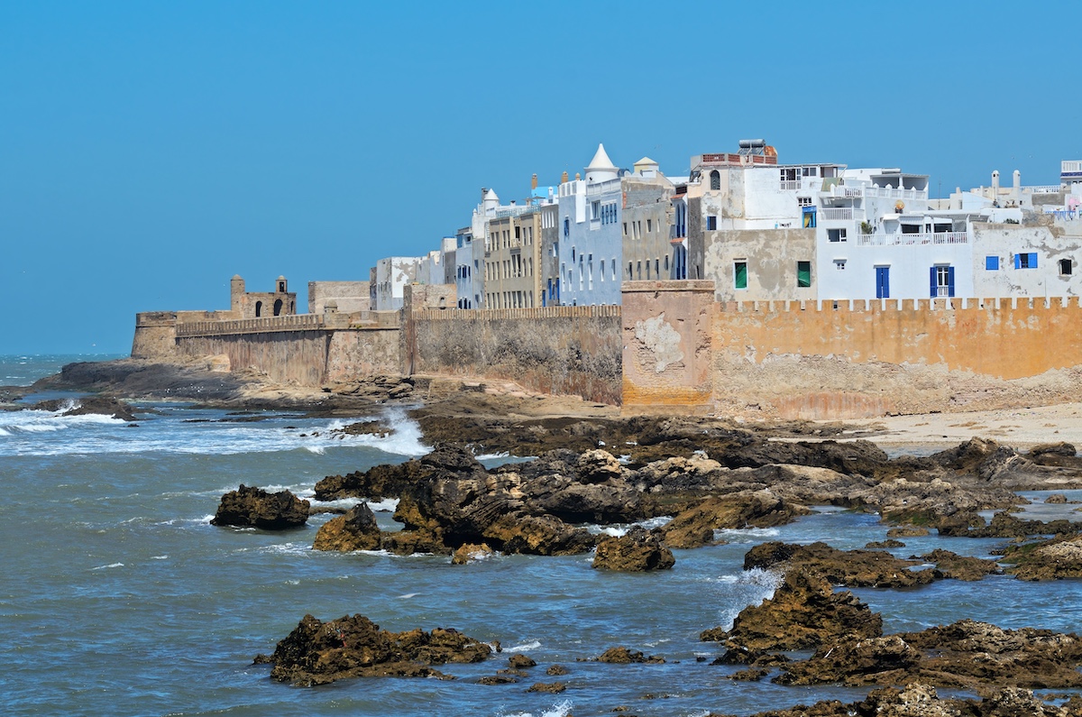 View of medina of Essaouira in Morocco on the Atlantic coast, North Africa. The old part of town is the UNESCO world heritage sites.