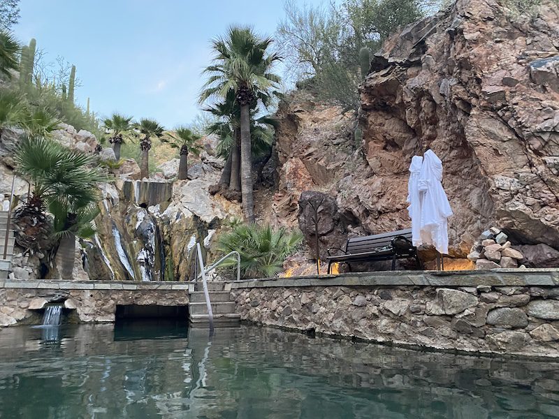 Hot springs built into rock at Castle Hot Springs