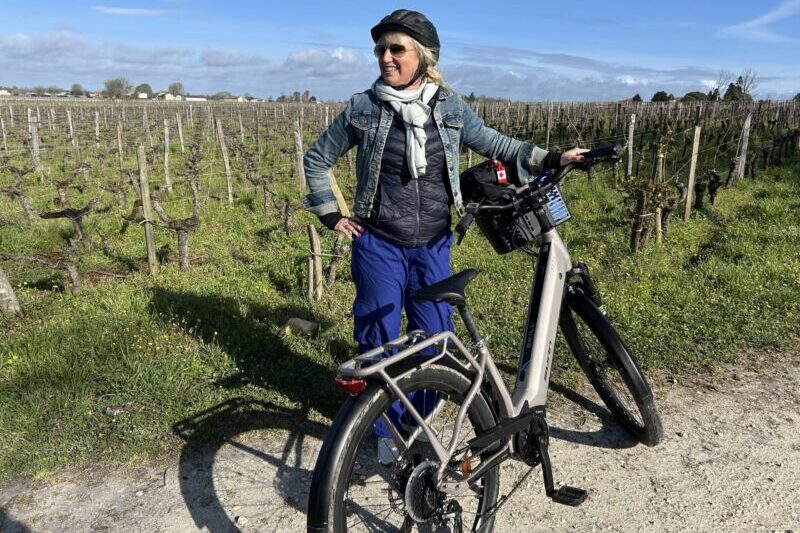avalon ebike carolyn Carolyn ebiking amongst the vineyards in Bordeaux France
