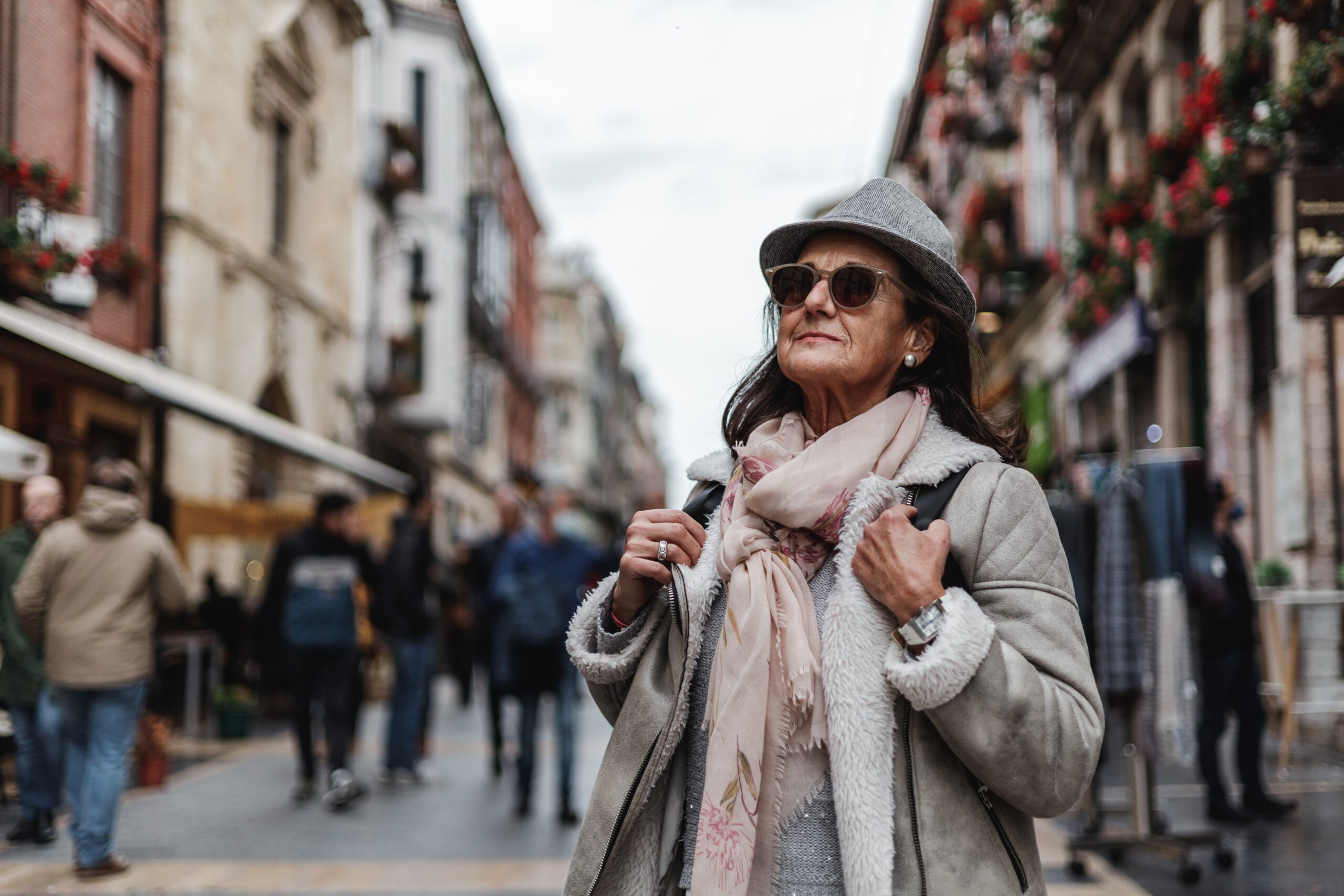 solo woman walking in europe
