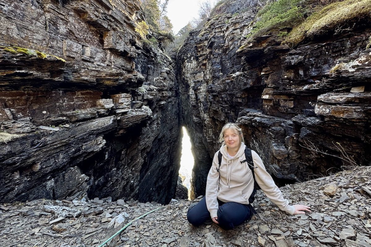 Conche-Toni Kearney on the Glass Hole TrailCREDIT Jennifer Bain Toni Kearney on the Glass Hole Trail, Newfoundland