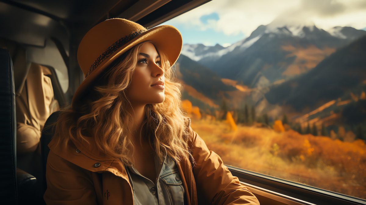 AI generated Travel blogger and adventurer who inspires adventurers to go outside the train window