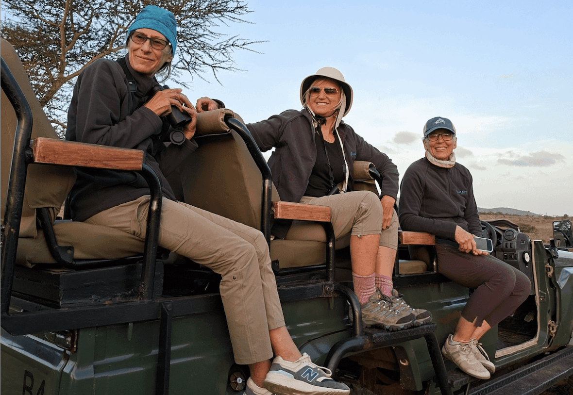 A group of people on a South African safari with Blue Sky society trust
