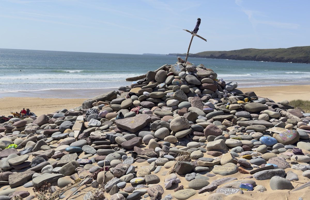 Freshwater West beach in Pembrokeshire is a destination for pilgrims who come to see a memorial for Dobby, the fictional house-elf from Harry Potter and the Deathly Hallows: Part 1. Leaving socks at the memorial is now discouraged.