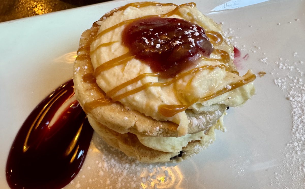 Welsh cakes come in all shapes and sizes. This gussied up version with Chantilly cream and a salted caramel was served in the Welsh House restaurant in Cardiff. (Jennifer Bain)