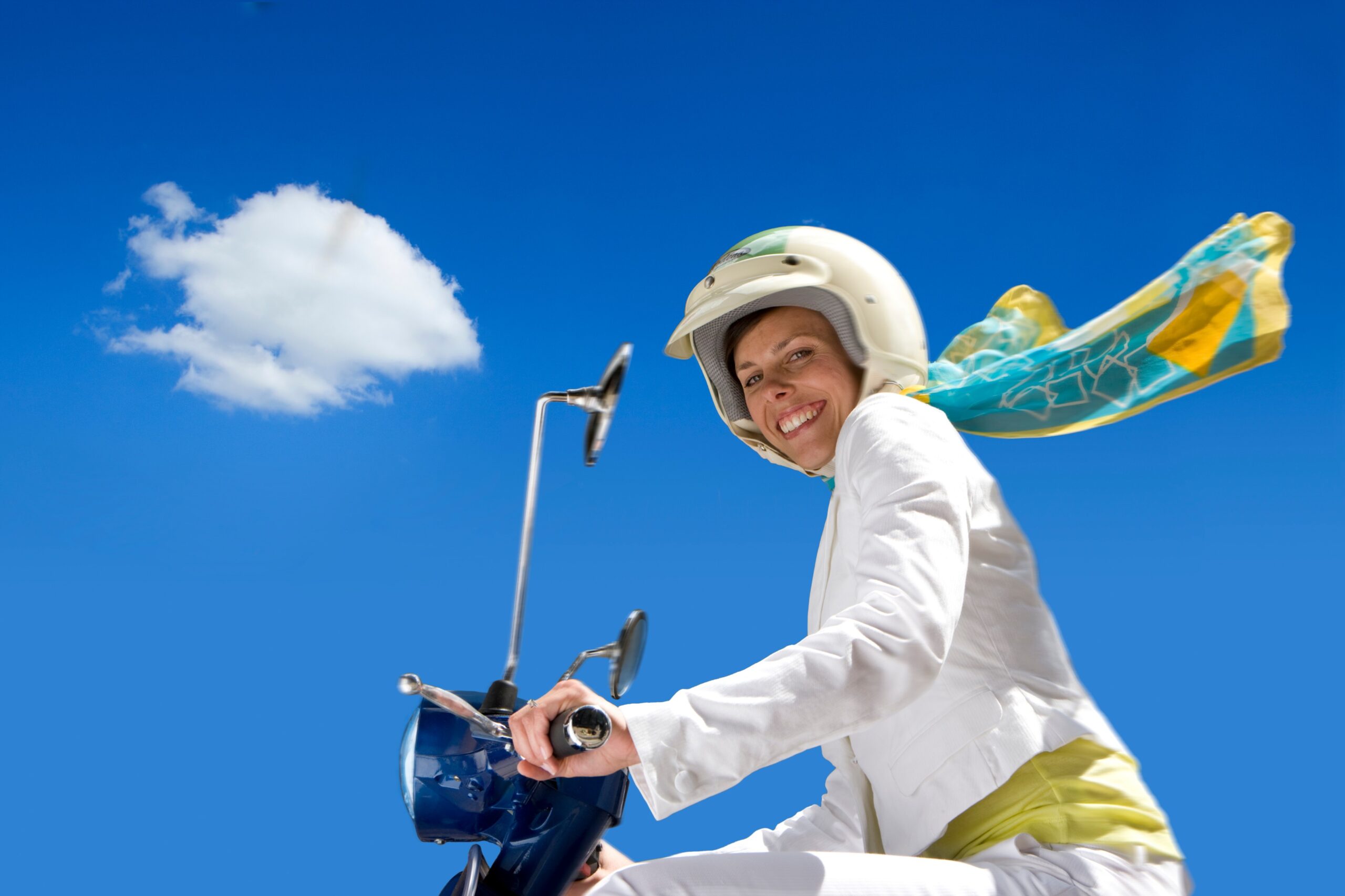happy woman travelling instead of staring at her computer