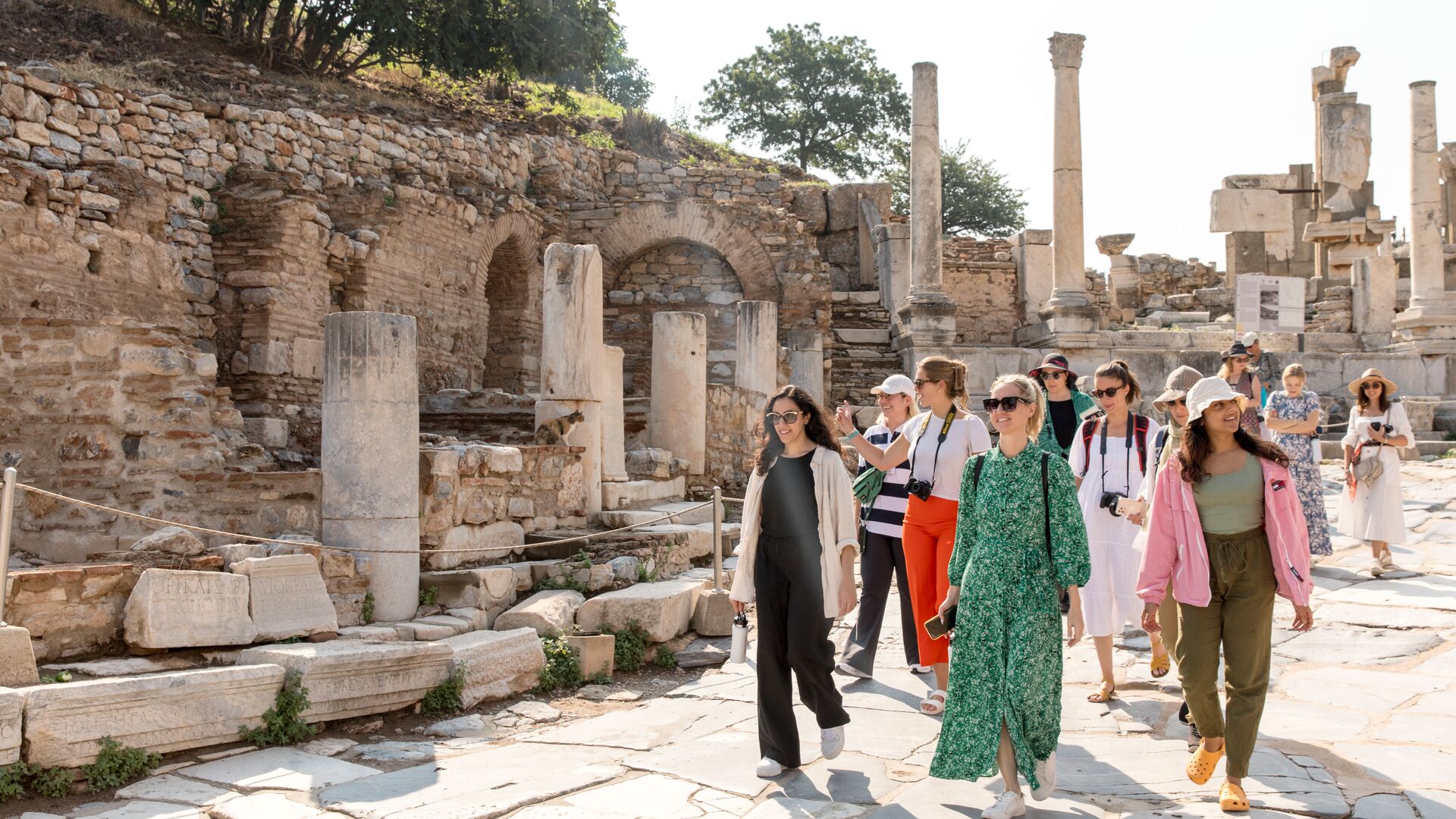 Intrepid-Travel-turkey-selcuk-group-walking-through-ephesus-11 turkey women's trip intrepid travel