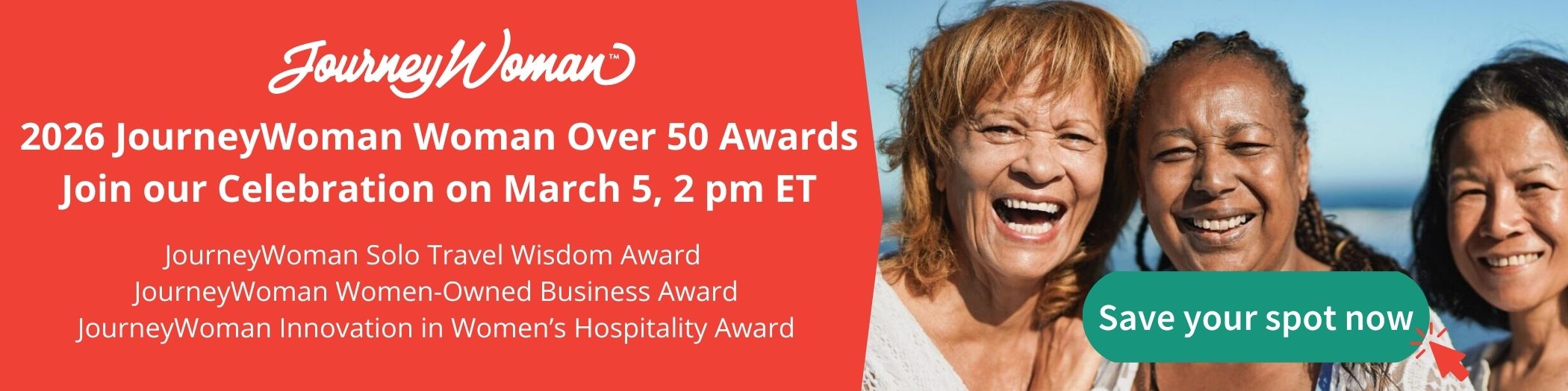 JW Award 2026 Banner summer trips for women over 50