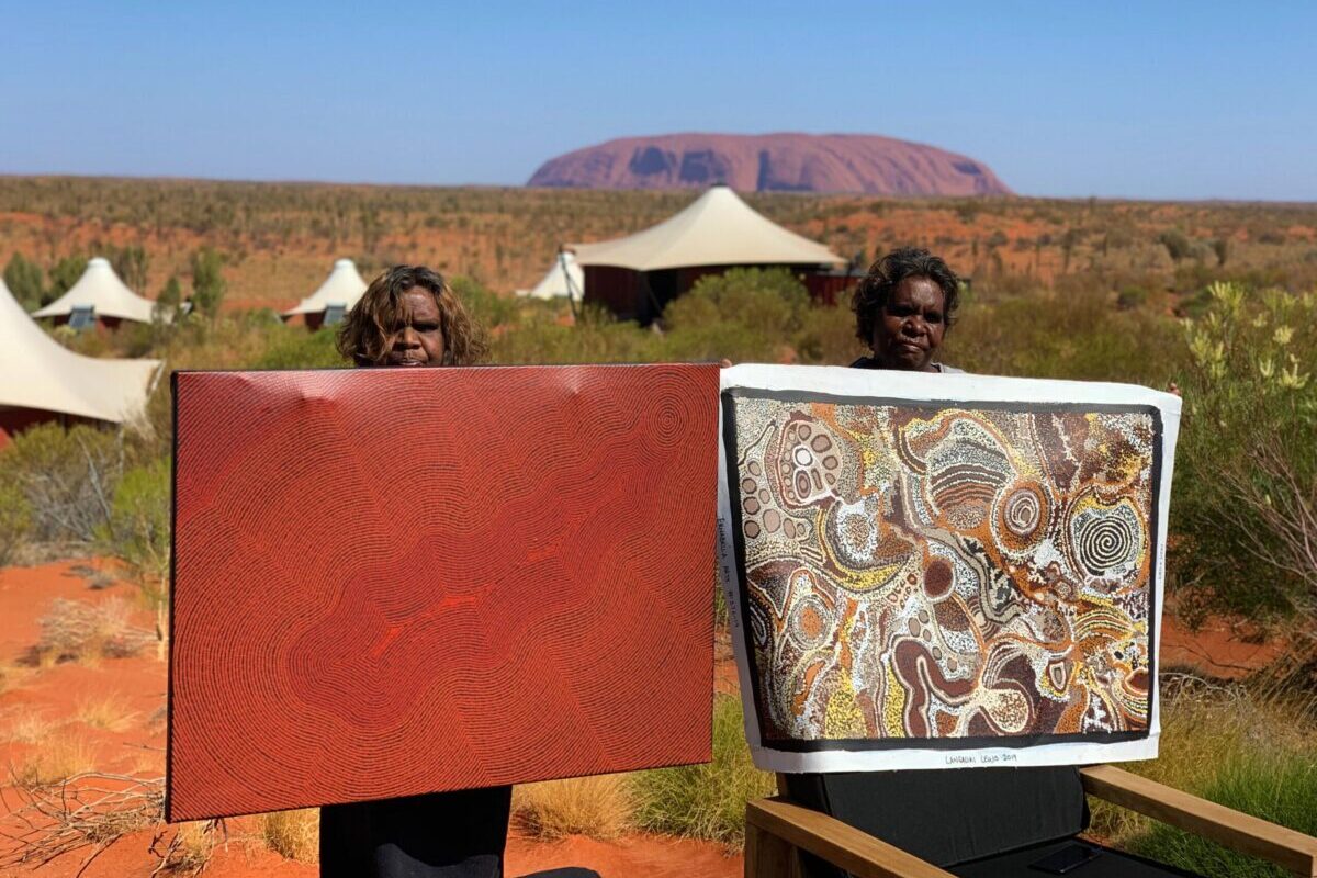 Uluru Artists in residence Tjulyata Kulyuru and Langaliki Lewis